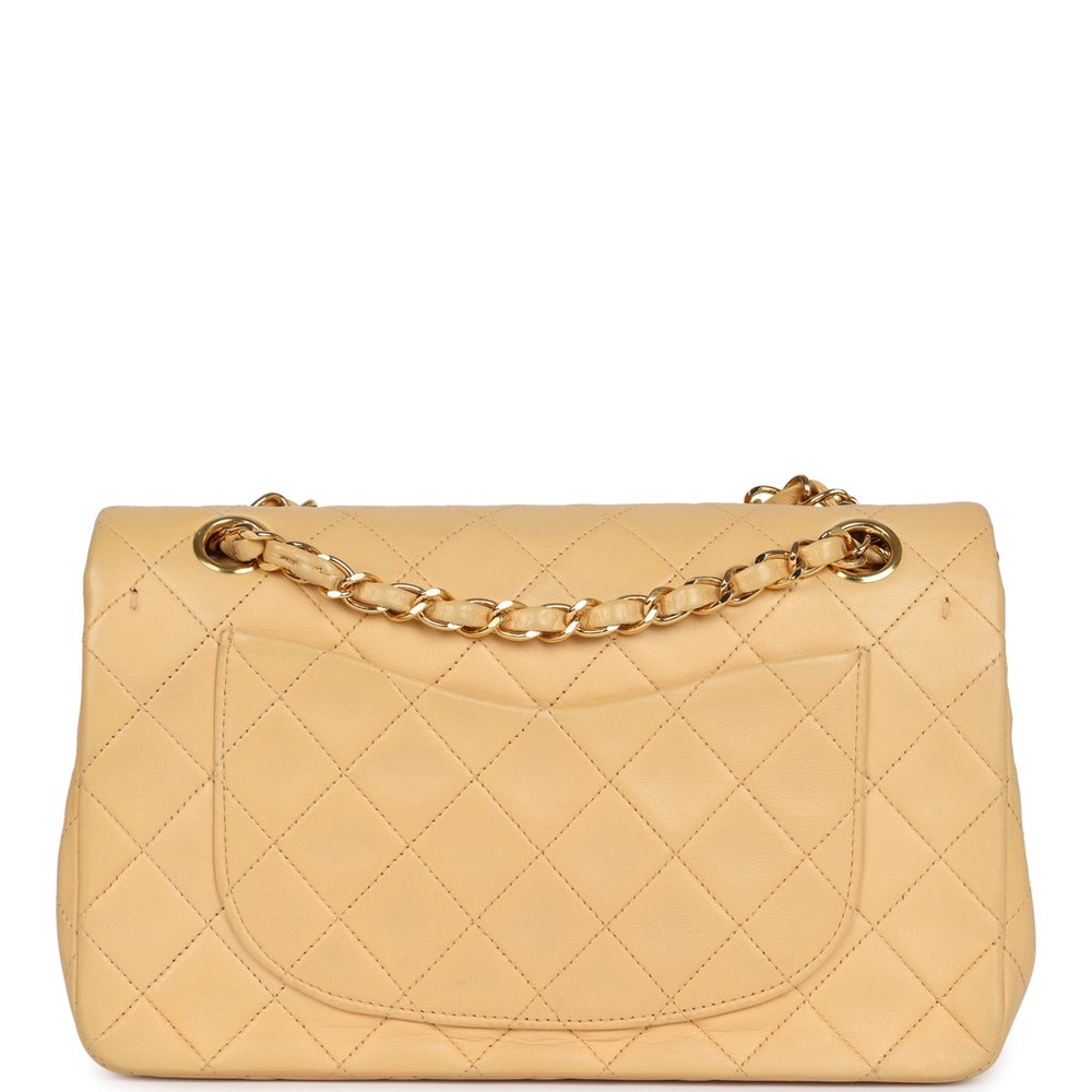 Vintage Chanel Small Classic Double Flap Beige Lambskin Gold Hardware - Picture 3 of 6
